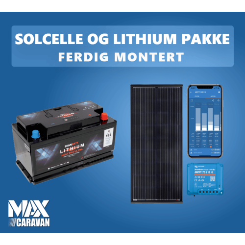 SKANBATT Lithium Heat Pro batteri og 200W Solcellepakke ferdig montert
